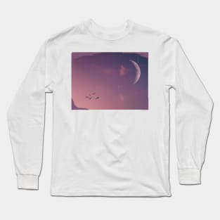 Pink sky with swallows! Long Sleeve T-Shirt